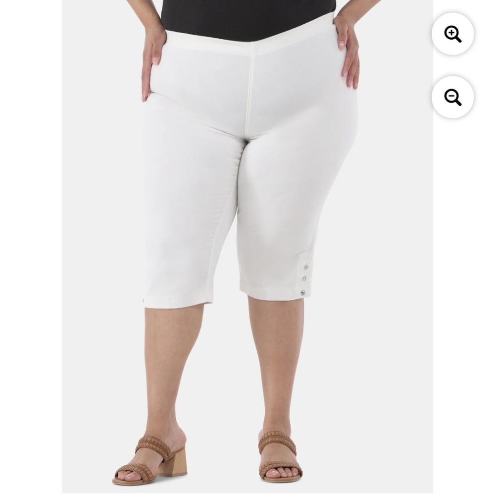 Just My Size Women’s Plus White Pull On Bling Tab Capris Size 0X 14W NWT - Picture 3 of 9